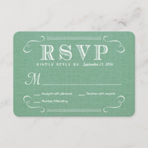 Réponse RSVP Burlap Mint Green Rustic Deluxe