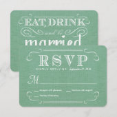 Réponse RSVP Burlap Mint Green Rustic Deluxe (Devant / Derrière)