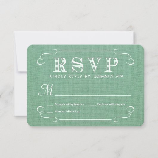 Réponse RSVP Burlap Mint Green Rustic Deluxe (Devant)