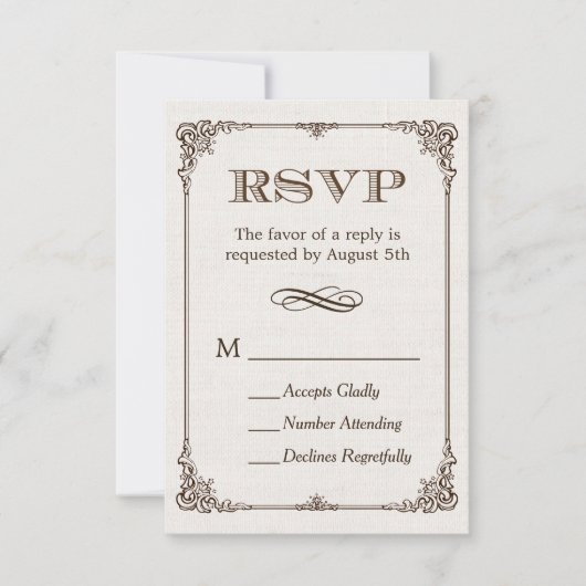 Réponse RSVP Cadre Vintage Lin Ivory (Devant)