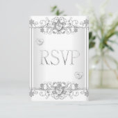 Réponse RSVP Cœurs Diamant Blanc Argenté 2 (Debout devant)