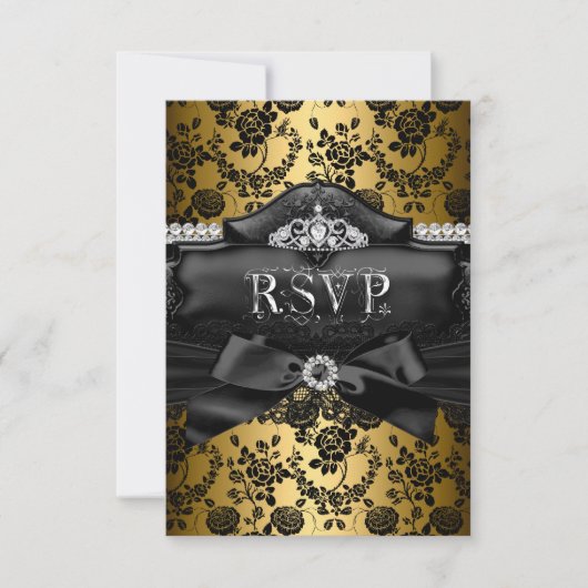 Réponse RSVP Couronne et Arc Doré Sweet 16 (Devant)
