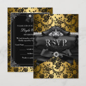 Réponse RSVP Couronne et Arc Doré Sweet 16 (Devant / Derrière)