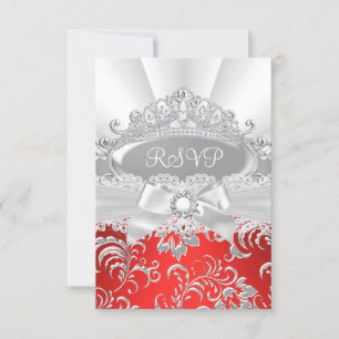Réponse RSVP Couronne et Nœud Rouge pour Quinceañe