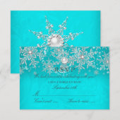 Réponse RSVP cristal de turquoise perle flocon de  (Devant / Derrière)