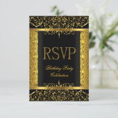 Réponse RSVP Damask Noir Or Sur Or (Debout devant)