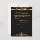 Réponse RSVP Damask Noir Or Sur Or (Dos)
