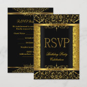 Réponse RSVP Damask Noir Or Sur Or (Devant / Derrière)