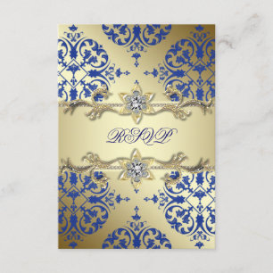 Réponse RSVP Damask Or Bleu Royal