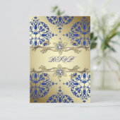 Réponse RSVP Damask Or Bleu Royal (Debout devant)