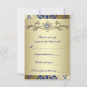 Réponse RSVP Damask Or Bleu Royal (Dos)