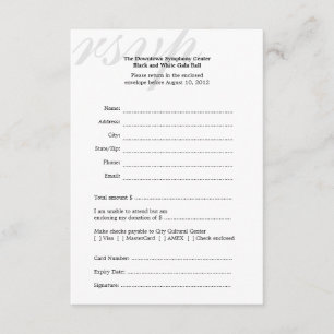 Réponse RSVP de l'entreprise de gala noir et blanc