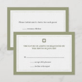 Réponse rsvp de mariage à bordure verte (Devant / Derrière)