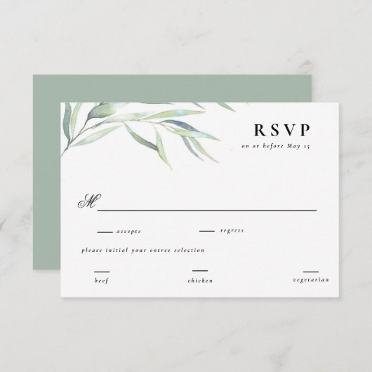 Réponse RSVP de mariage à la verdure luxuriante (Devant / Derrière)