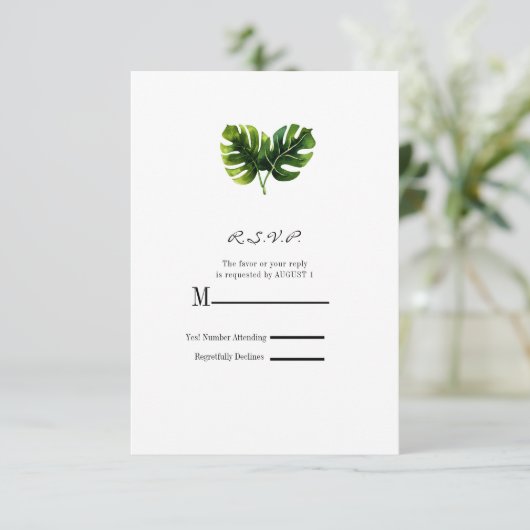 Réponse RSVP de mariage aux feuilles de palmiers t (Debout devant)