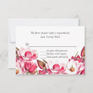 Réponse RSVP de mariage aux Magnolias Roses du Sud