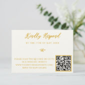 Réponse RSVP de mariage avec code QR de fleur sauv (Debout devant)
