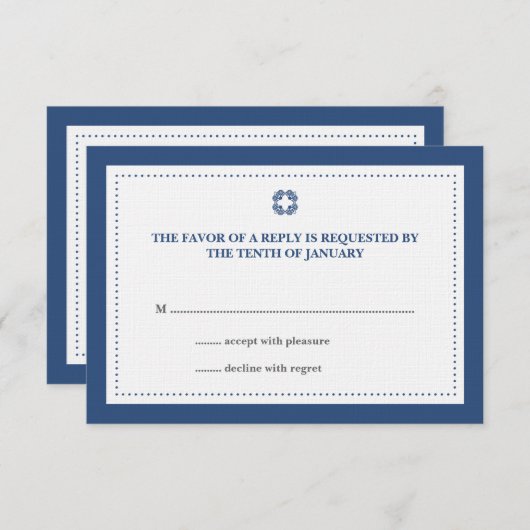 Réponse rsvp de mariage bleu marine (Devant / Derrière)