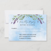 Réponse RSVP de mariage bleu verdure lavande (Devant)