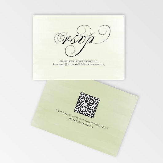 Réponse RSVP de mariage Code QR Script Vert Sauge