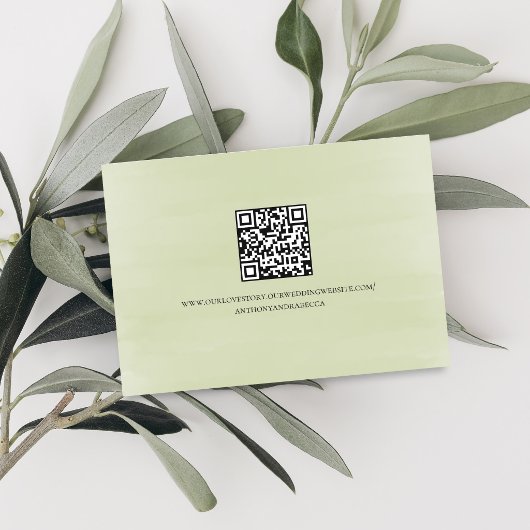Réponse RSVP de mariage Code QR Script Vert Sauge
