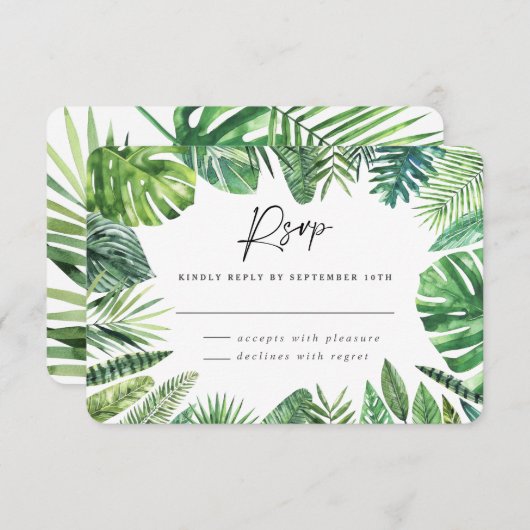 Réponse RSVP de mariage de feuillage de feuille de (Devant / Derrière)