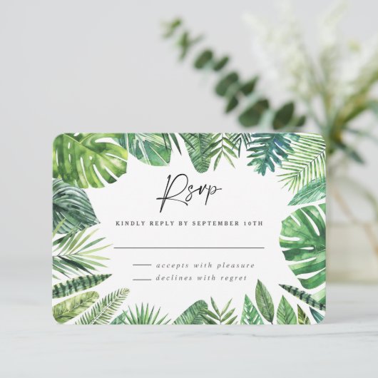 Réponse RSVP de mariage de feuillage de feuille de (Debout devant)