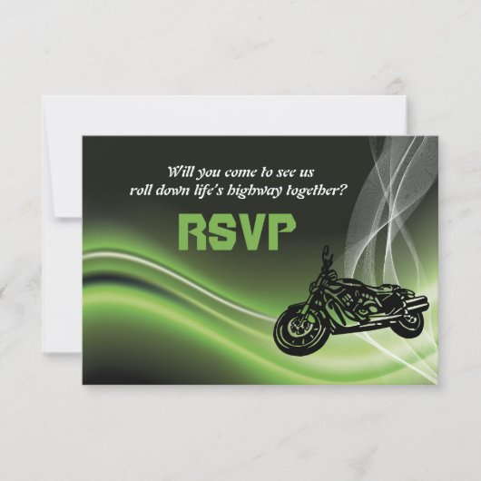 Réponse RSVP de mariage de motard/e de route verte (Devant)
