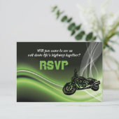 Réponse RSVP de mariage de motard/e de route verte (Debout devant)