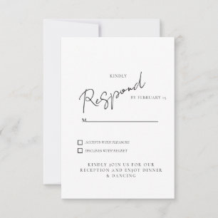 Réponse RSVP de mariage dîner et danse Blanc