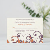 Réponse RSVP de mariage floral orange pourpre auto (Debout devant)