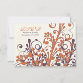 Réponse RSVP de mariage floral orange pourpre auto (Dos)