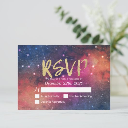 Réponse RSVP de mariage Galaxie Nébuleuse Constell (Debout devant)