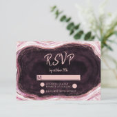 Réponse RSVP de mariage géode or rose et Bourgogne (Debout devant)