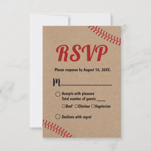 Réponse RSVP de mariage kraft rustique de sport de (Devant)