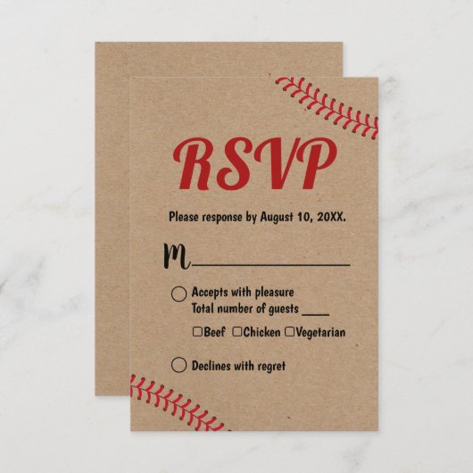 Réponse RSVP de mariage kraft rustique de sport de (Devant / Derrière)