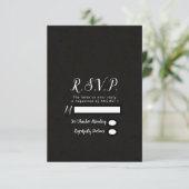 Réponse RSVP de mariage minimal chic noir moderne (Debout devant)