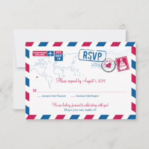 Réponse RSVP de mariage par avion HAWAII