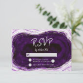 Réponse RSVP de mariage pour géode violette d'amét (Debout devant)