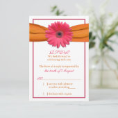 Réponse RSVP de mariage Ruban Orange Gerbera Margu (Debout devant)