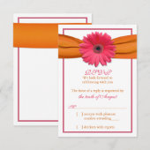 Réponse RSVP de mariage Ruban Orange Gerbera Rose (Devant / Derrière)
