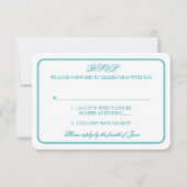 Réponse RSVP de mariage traditionnel bleu sarcelle (Devant)