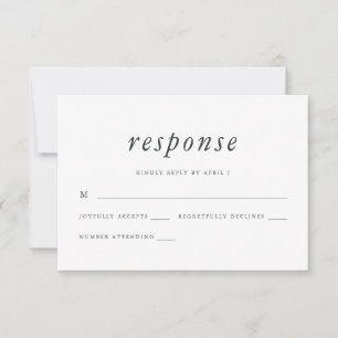 Réponse RSVP de mariage vert et blanc minimaliste