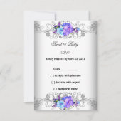 Réponse RSVP Douce 16 Seize Fleurs violettes blanc (Dos)
