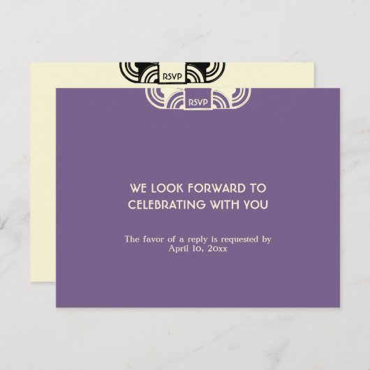 Réponse RSVP du boîtier mariage violet profond (Devant / Derrière)