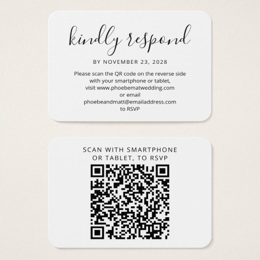 Réponse RSVP du code QR moderne et site Web (Devant & derrière)