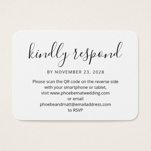 Réponse RSVP du code QR moderne et site Web (Devant)