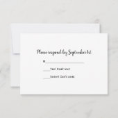 Réponse RSVP du Mariage campagnard rustique de la (Dos)