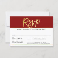 Réponse RSVP écriture moderne rouge bordeaux foncé