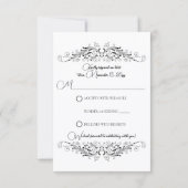 Réponse RSVP Élégance Floraison Noir et Blanc (Dos)